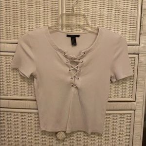 White Forever 21 Tie Up Crop Top (M)